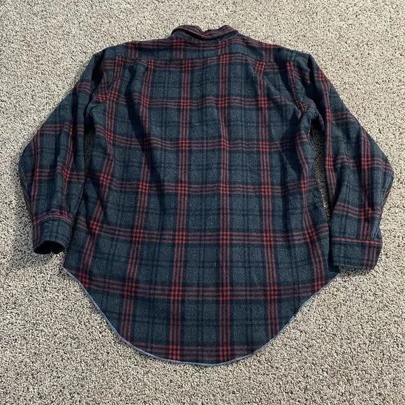 Woolshire Mens Shirt XL Red Plaid Wool Blend Flannel Button Up Long Sleeve VTG - Picture 2 of 7